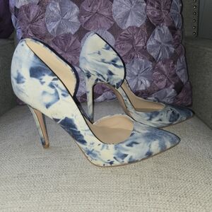 Elegant Blue Tie-Dye Women's Heels